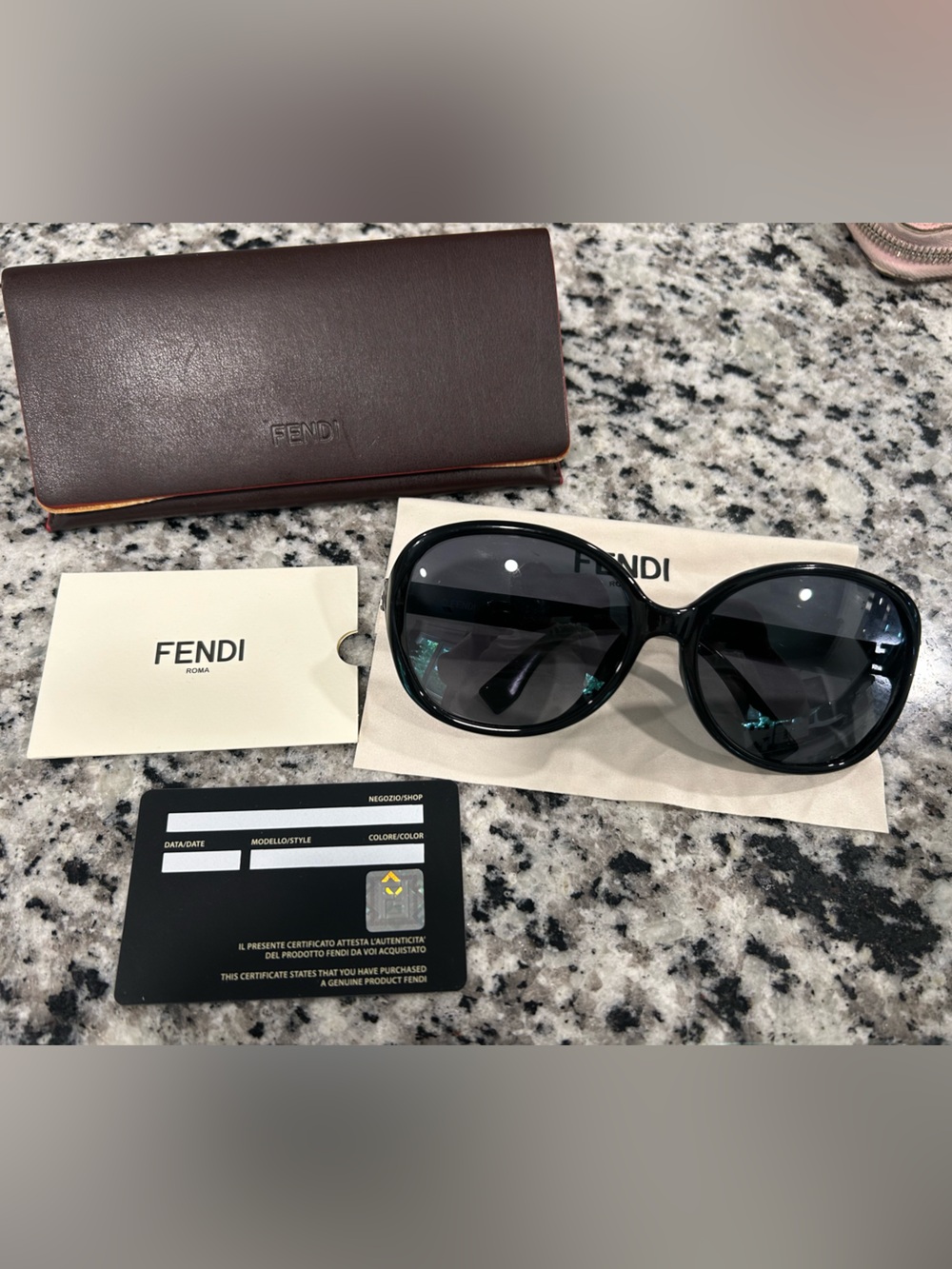 Authentic Fendi Sunglasses with Brown Leather Case